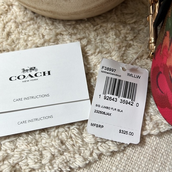 🌺FLASH SALE!Coach Isla Chain Crossbody Jumbo Floral Print NWT Khaki/Oxblood - Picture 7 of 8